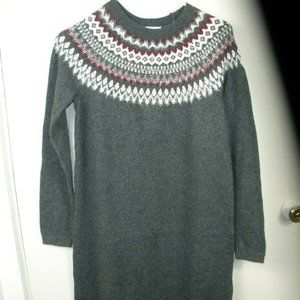 J JILL Gray Sweater Mid Calf Dress Cotton XS